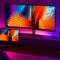 Angeschalteter Bildschirm und Laptop mit bunten Farben 